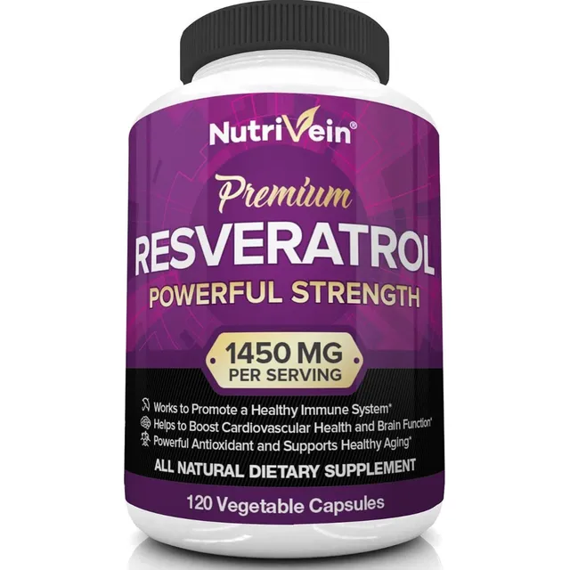 Resveratrol Premium Nutrivein C/120 cápsulas de 1450 mg Sabor sin sabor
