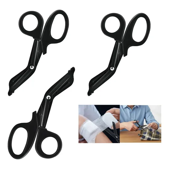 3pzs Tijera De Boton Acero Inox Para Uso Rudo Médico 15cm