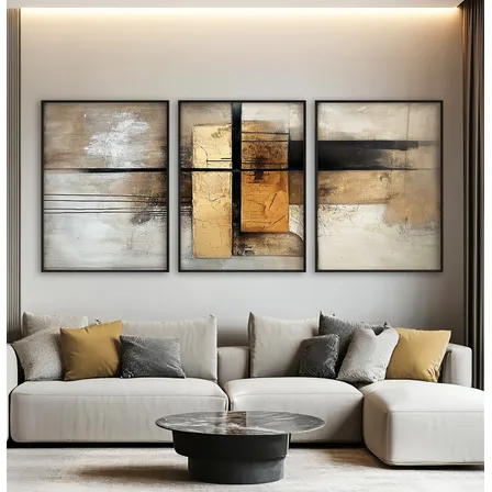 Quadros Grandes 60x90 Moldurados Com Vidro Coleção Abstrato
