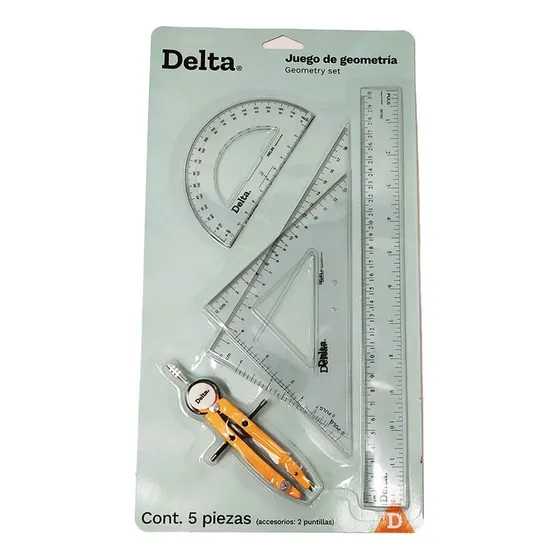 Juego De Geometria Delta Con Compas De Precision 1 Pzs