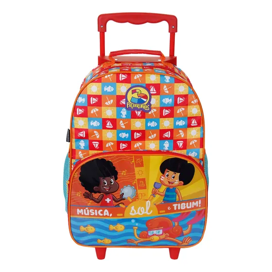 Mochila De Rodinhas Infantil Escolar 3 Palavrinhas Dermiwil Cor Laranja