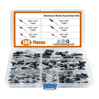. Kit Surtido De Remaches De Aluminio De 180 Piezas . Kit Surtido De Remaches De Aluminio De 180 Piezas