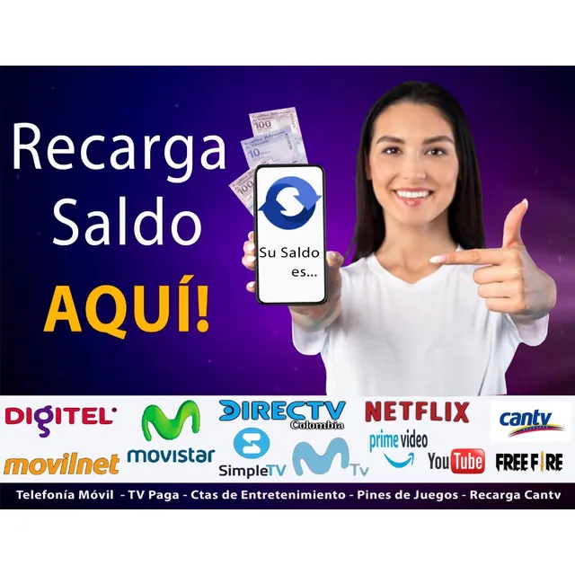 Recarga De Saldo 2% Menos Movistar Digitel Movilnet Simpletv