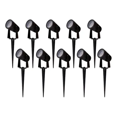 10x Espeto De Jardim Mini Focco 3w 3000k Stella Sth7702/30 127/220v Preto Branco-quente