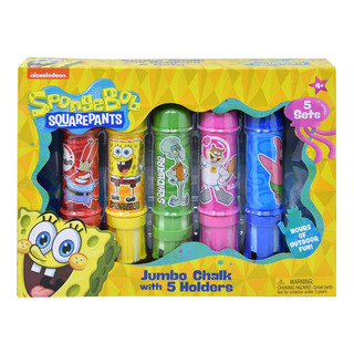 Bob Esponja Set De 5 Gises De Colores Jumbo Con Portagis Bob Esponja Set De 5 Gises De Colores Jumbo Con Portagis