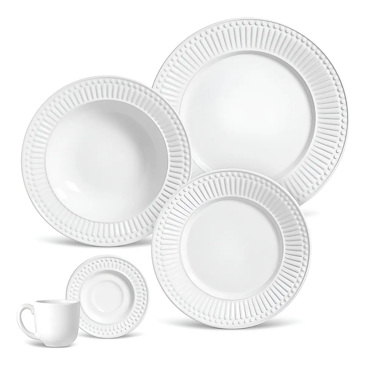 APARELHO DE JANTAR 20 PEÇAS ROMA BRANCO
