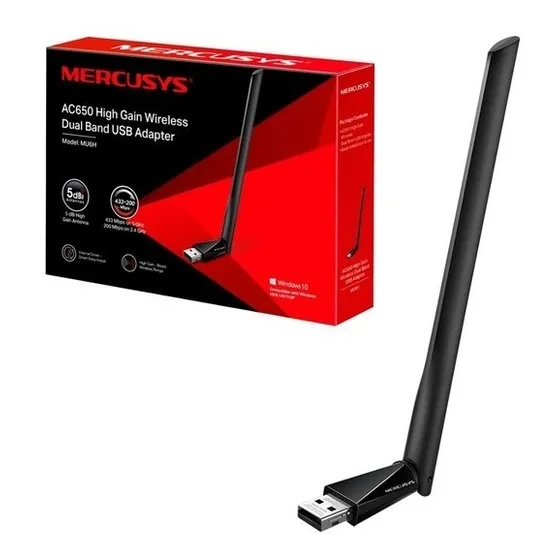Adaptador Antena Usb Wifi Mercusys Mu6h Ac650 Doble Banda