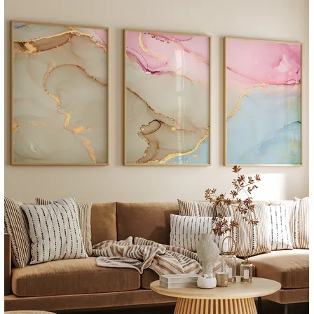 Quadro Grande Moldura 50x70 Com Vidro Trio Coleção Abstrato