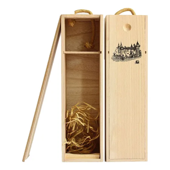 Caja De Vino De Madera De Una Sola Botella Con Tapa