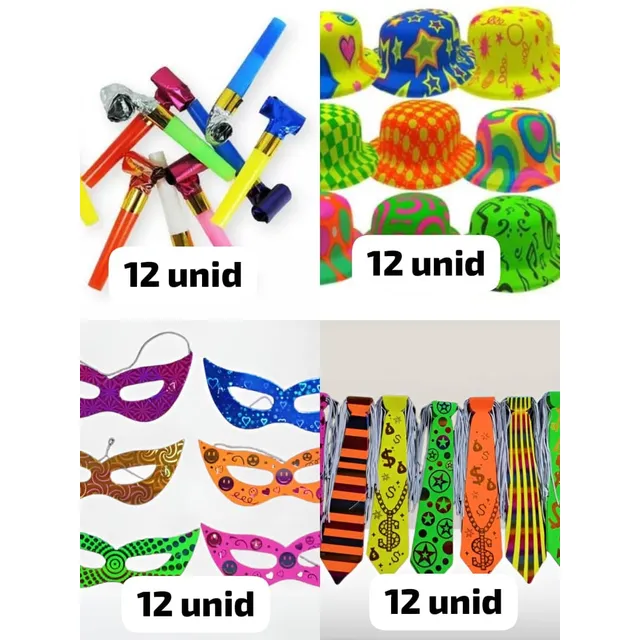 Combo Set Cotillón Para Hora Loca 48 Piezas Economico