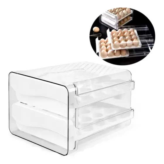 Cajon Huevera Organizador Contenedor Dos Pisos Plastico Color Blanco