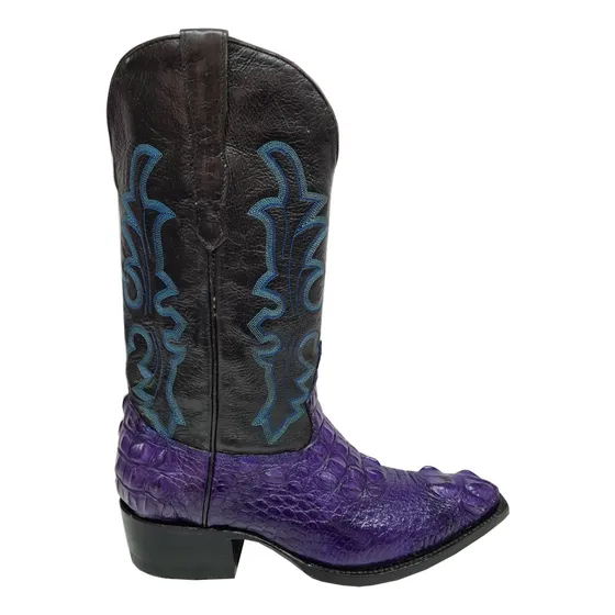Botas Vaqueras Piel De Cocodrilo Original Color Morado
