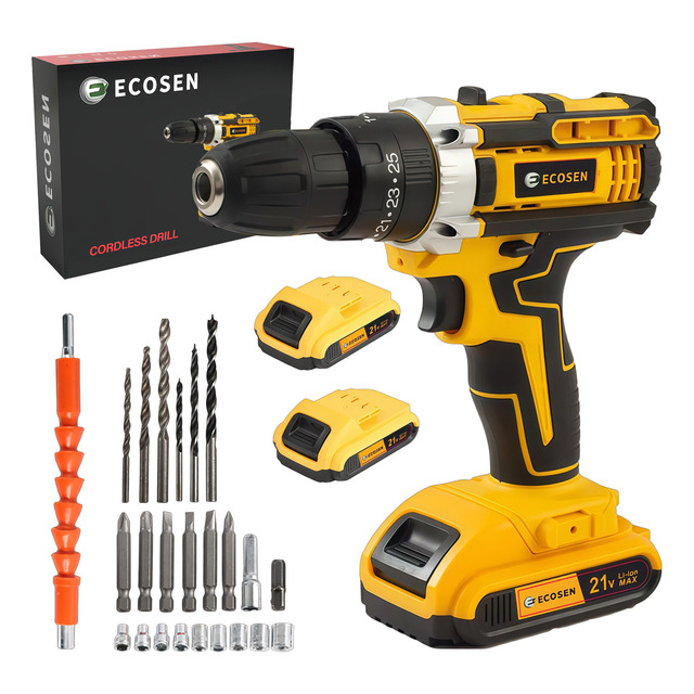 Furadeira Com Chave De Fenda Escovada 21v - 2 Baterias Amarelo 21v 60hz Furadeira Com Chave De Fenda Escovada 21v - 2 Baterias Amarelo 21v 60hz