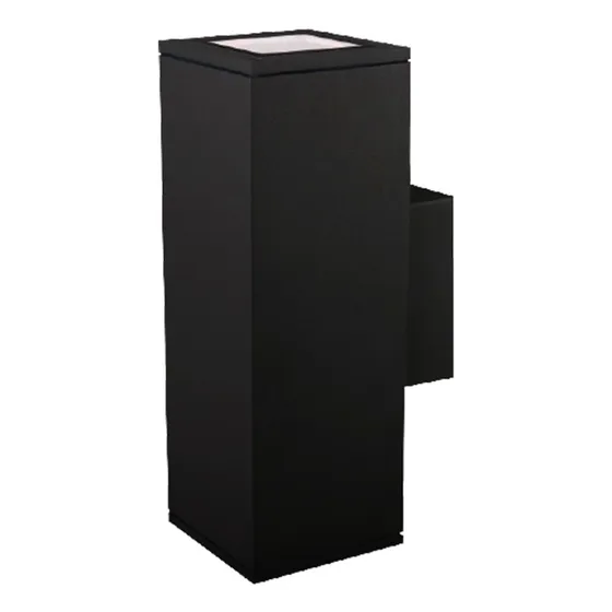Aplique Muro Pared Doble Foco Bidireccional Porta 2 Gu10 Exterior Ip54 Color Negro Demasled