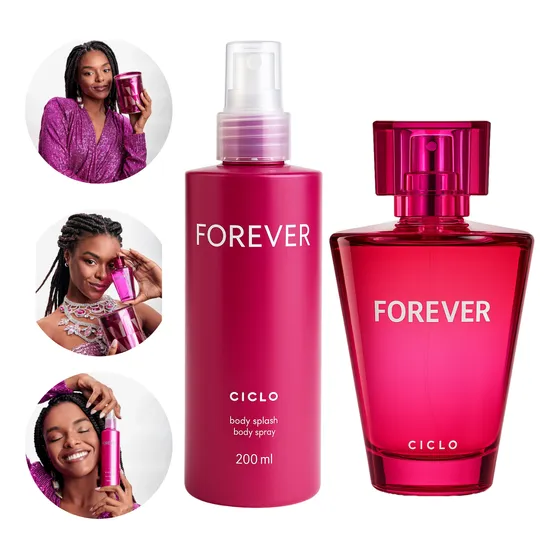 Kit Presente Perfume Feminino Ciclo Forever C/body Splash Uso Diário