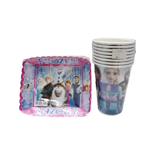 Plato Tortera Vaso Frozen 7oz Fiesta Cumpleaños Globo Combo