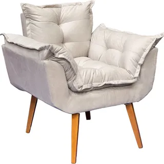 Poltrona Decorativa Amamentação Cadeira Reforçada Alice Suede Bege Pé Trapézio Poltrona Decorativa Amamentação Cadeira Reforçada Alice Suede Bege Pé Trapézio