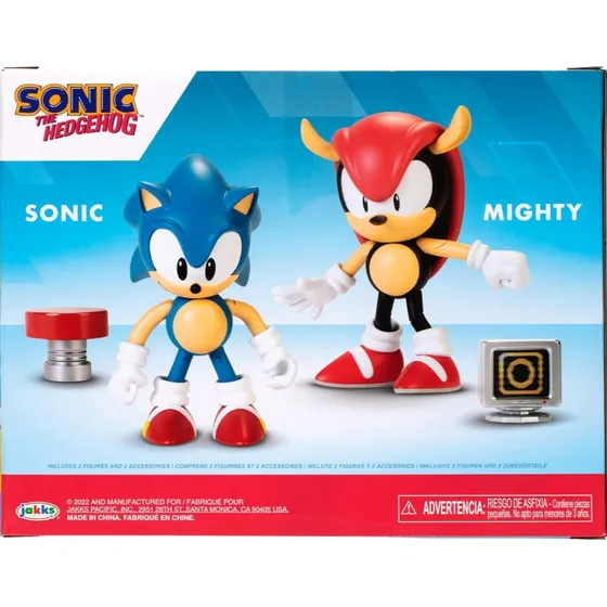 Sonic Pack 2 Mighty Clásico 10 Cm Articulados C/ Accesorios