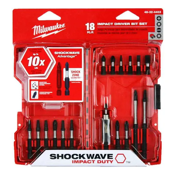 Juego Brocas Atornillo Milwaukee Shockwave 48-32-4403 18 Pzs
