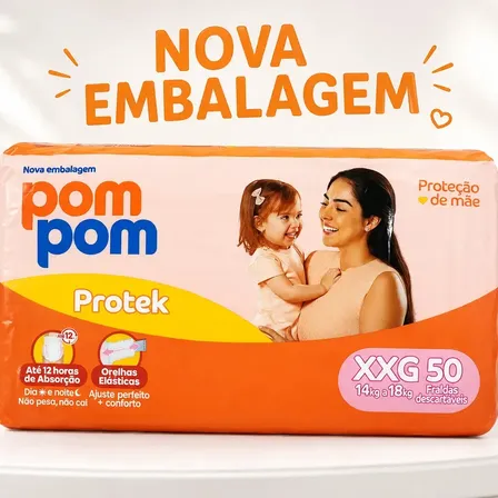 Fralda Pom Pom Derma Protek Hiper Xxg 50 Unidades