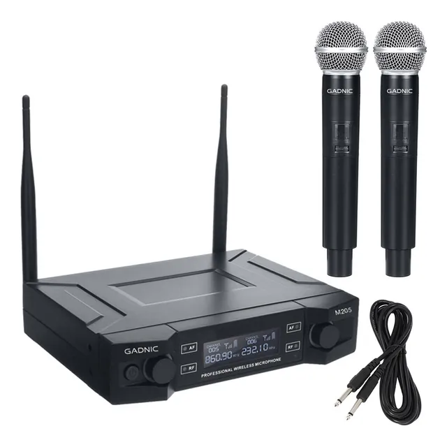 X2 Micrófono Gadnic Inalámbrico Uhf Karaoke De Mano 100mts