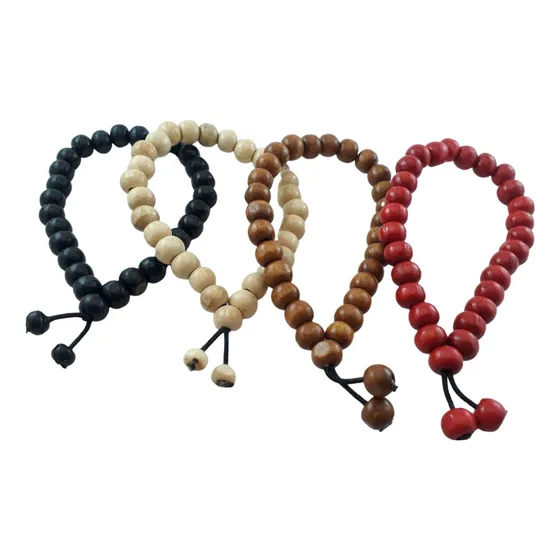 Kit 4 Pulseiras Japamala 27 Contas De Madeira