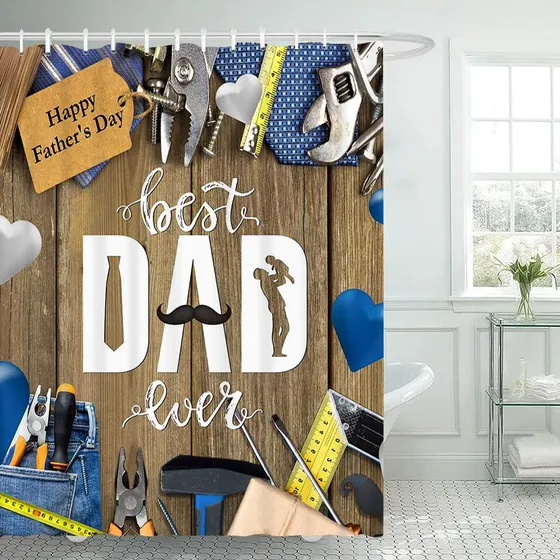 Lofaris Cortina Ducha Texto Ingl  I Love Dad Best Ever  Para