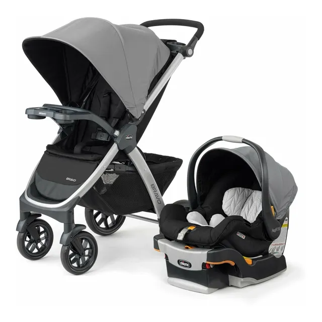 Carriola de paseo travel system Chicco Bravo Trío travel system camden con chasis color plateado