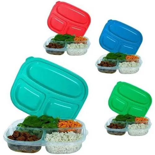 Pote Para Alimento, Marmita, 3 Divisórias - Kit Com 6