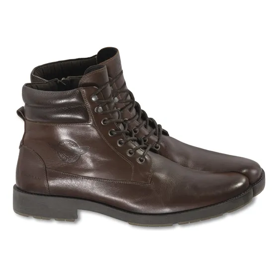 Bota Masculina Cano Médio Em Couro Com Detalhe