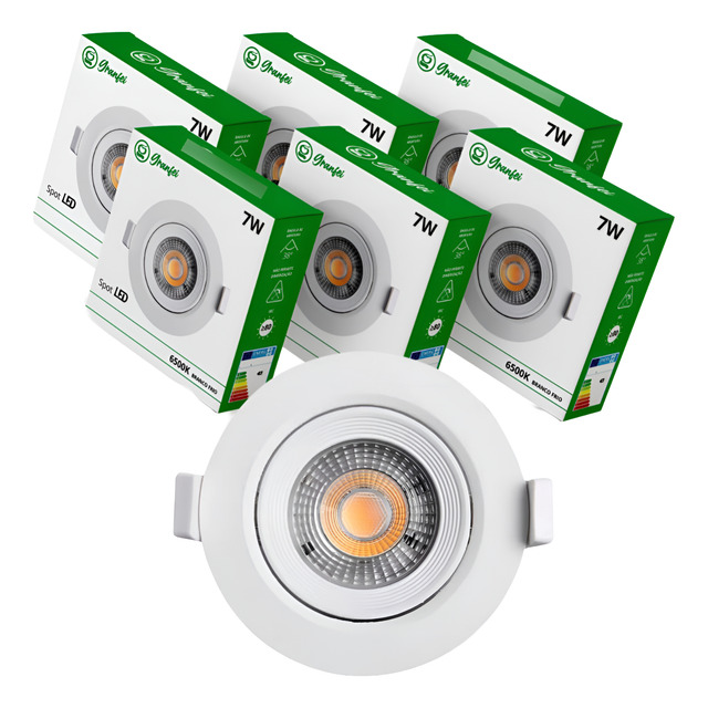 Kit 10 Luminária Teto Spot Led 7w Direcionável 3000k 6500k Kit 10 Luminária Teto Spot Led 7w Direcionável 3000k 6500k