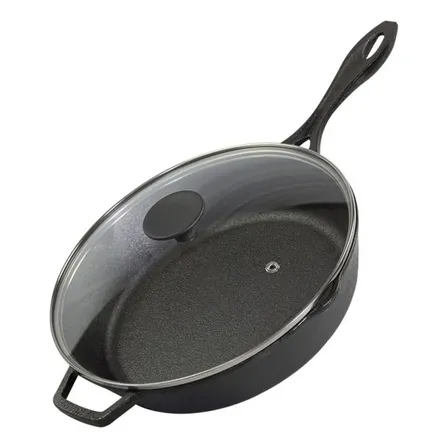 Frigideira De Ferro Fundido Com Tampa De Vidro 28cm Santana