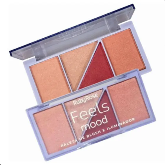Paleta Ruby Rose Blush E Iluminador Feels Mood Maquiagem