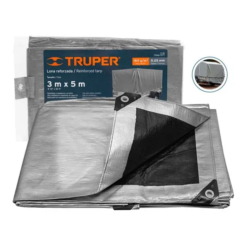 Lona Reforzada, 3 X 5 M, Gris Truper 10771
