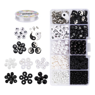 Bonita Pulsera De Cuentas De Arcilla Polimérica Yin Yang, Bonita Pulsera De Cuentas De Arcilla Polimérica Yin Yang,
