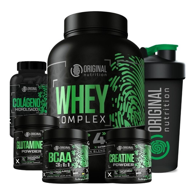Kit Whey Complex + Bcaa + Gluta + Crea + Colágeno + Shaker Kit Whey Complex + Bcaa + Gluta + Crea + Colágeno + Shaker