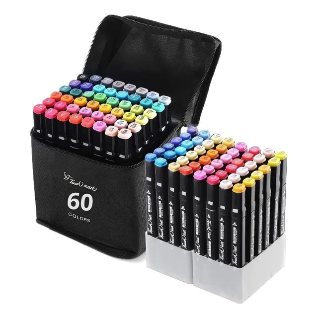 Kit 60 Cores Canetinhas Touch Com Ponta Dupla