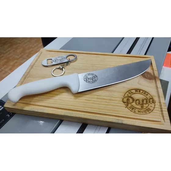 Tabla Parrillera Con Cuchillo Y Llavero Destapador 
