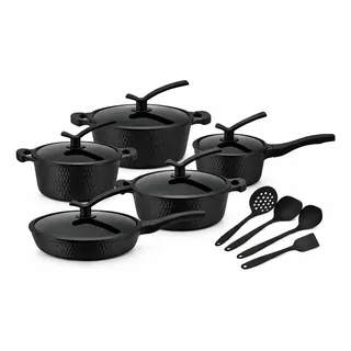 Xdx Conjunto Panelas 15 Peças Cerâmica Antiaderente Indução Gás Preto