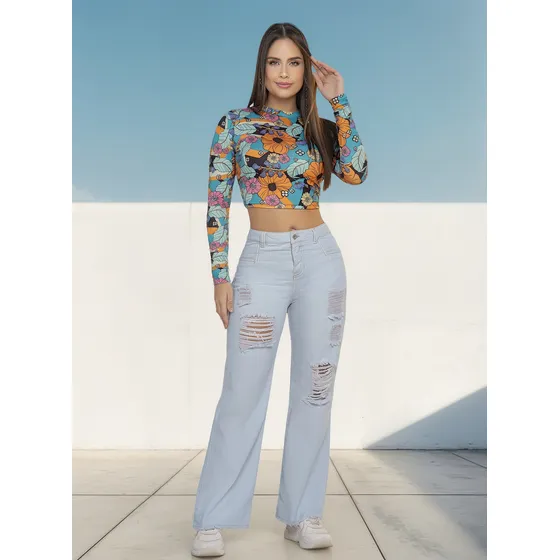 Pantalón Mujer Azul Claro Atypical 33463