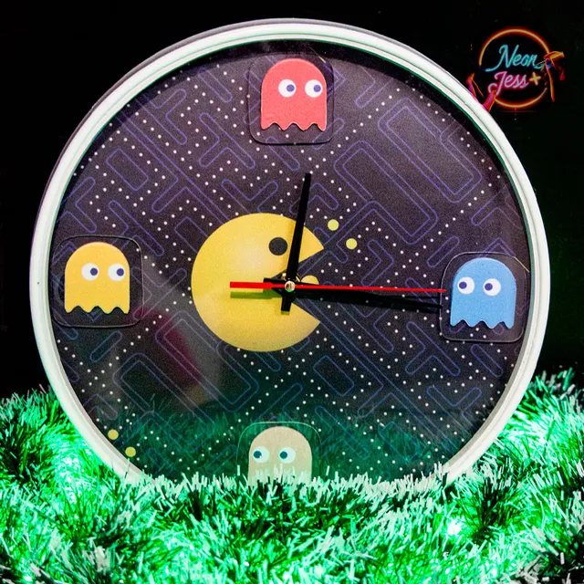 Reloj De Pared De Pac Man Con Luz De Neón