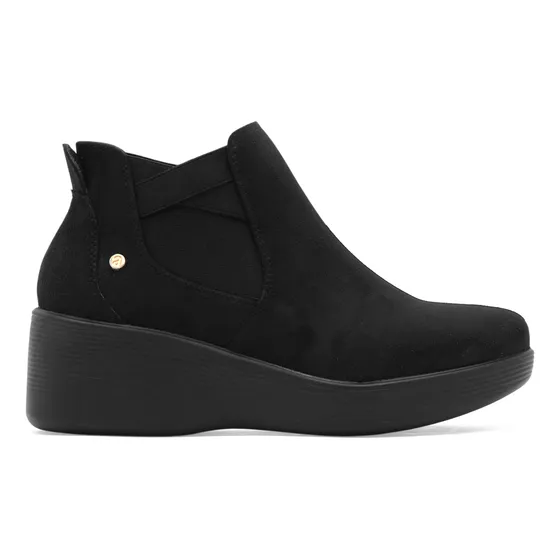 Botin Negro Mujer Andrea Gamuza Ajuste Elastico Plataforma