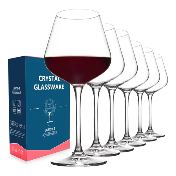 Copa Vino Tinto Juego 6 Burdeo Cristal 17 Onza Regalo Casa