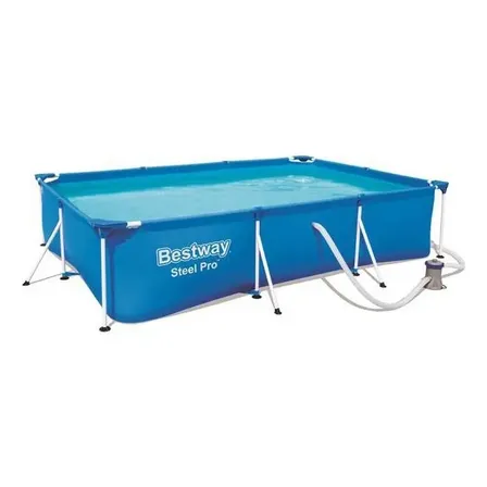 Alberca Estructural Rectangular 3.00m X 2.01m X 66cm Bestway Steel Pro 56412 Azul Liso