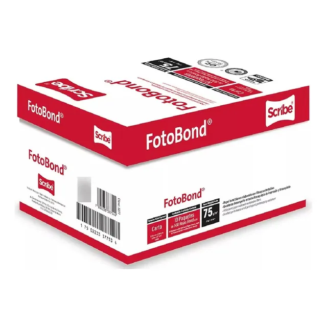 Hojas Blancas T/carta Scribe Fotobond Caja Con 5000 Hojas Color Blanco