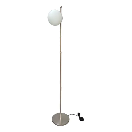 Lampara De Pie Plateado Platil 1 Luz Globo Esfera Vidrio Ø18