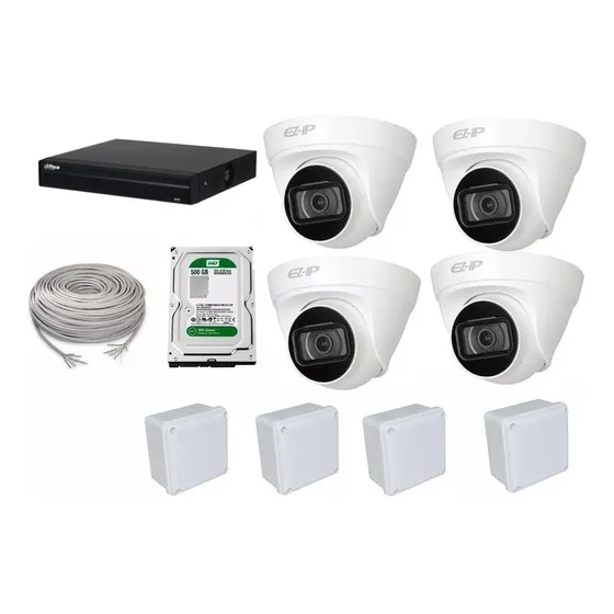 Kit De 4 Camaras De Seguridad Ip 2mp Poe Full Color+ Nvr 4ch