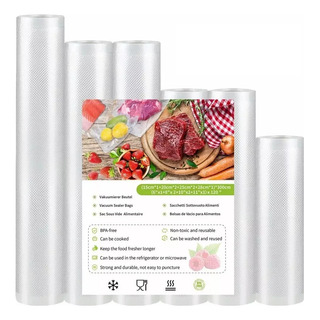 Go Kit 6 Rollos Bolsas Alimentos Sellado Al Vacío 4 Tipos Go Kit 6 Rollos Bolsas Alimentos Sellado Al Vacío 4 Tipos