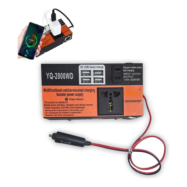 Inversor De Voltaje Auto Convertidor Corriente 200w 12v-220v Eshopangie