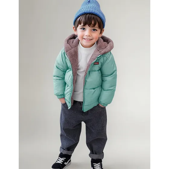 Jaqueta Infantil Menino Casaco Inverno Rigoroso Verde 2 Em 1